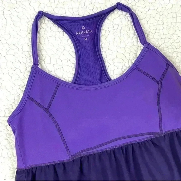Athleta Purple Retreat Yoga Compression Fit & Flare Athletic Tank Top Size M - Picture 2 of 13
